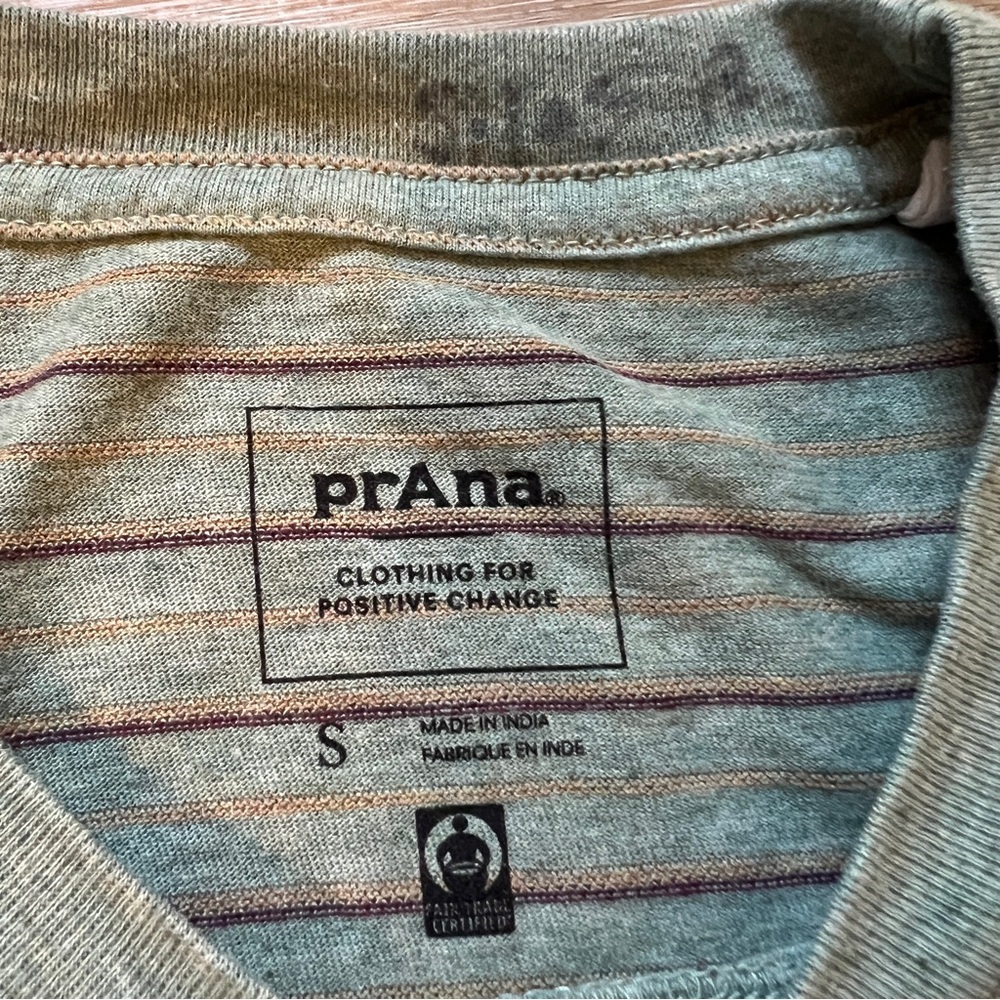 prAna Striped Short Sleeve Tee Green Size Small Casual Shirt men’s - Picture 4 of 6